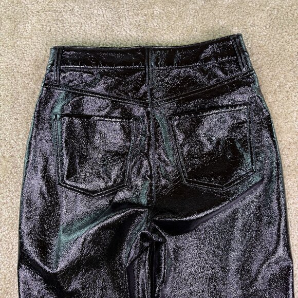 Express Womens Pants Size 4 Straight Leg Super High Rise Faux Leather Black E813 - Picture 8 of 13